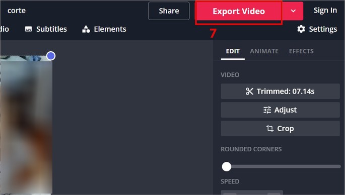 Exportar video en Kapwing