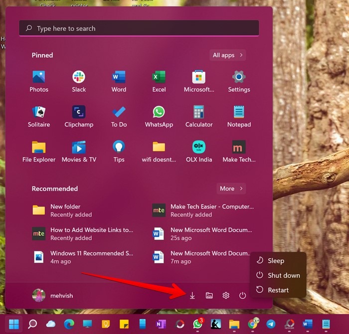 Iconos de Windows 11 Menú Inicio